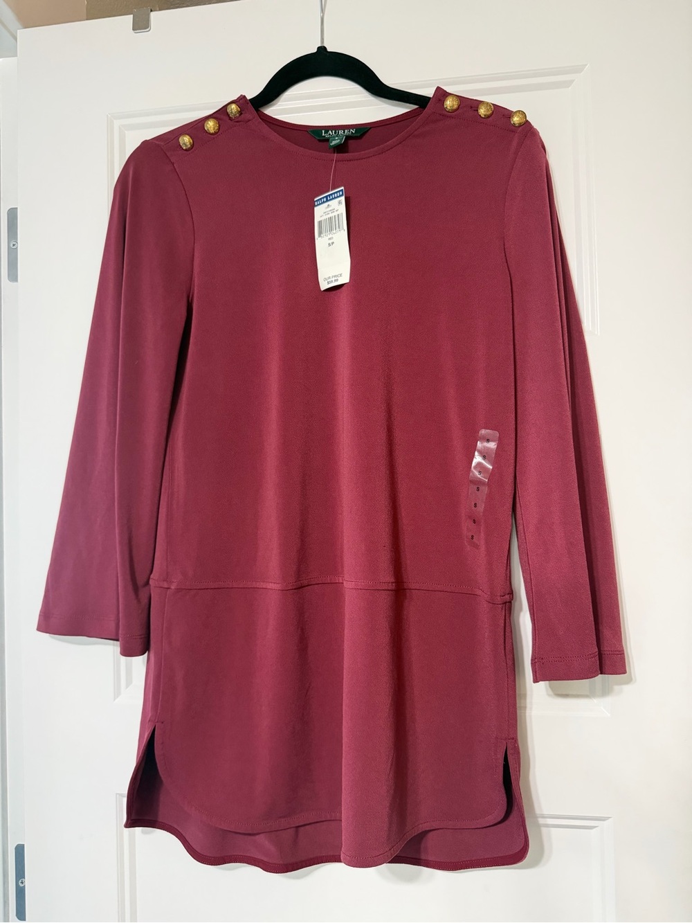 Ralph Lauren Rosewood Long-Sleeve Shoulder-Button Tunic